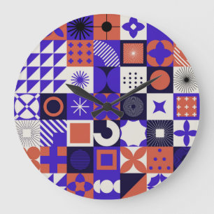 Modern Bauhaus: Bold Geometric Pattern. Large Clock