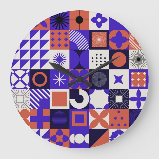 Modern Bauhaus: Bold Geometric Pattern. Large Clock (Front)