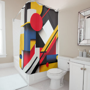 Modern Bauhaus Colourful Abstract Geometric Shapes Shower Curtain