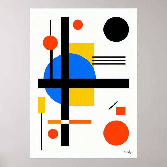 Modern Bauhaus Geometric Abstract Minimalist Wall  Poster (Front)