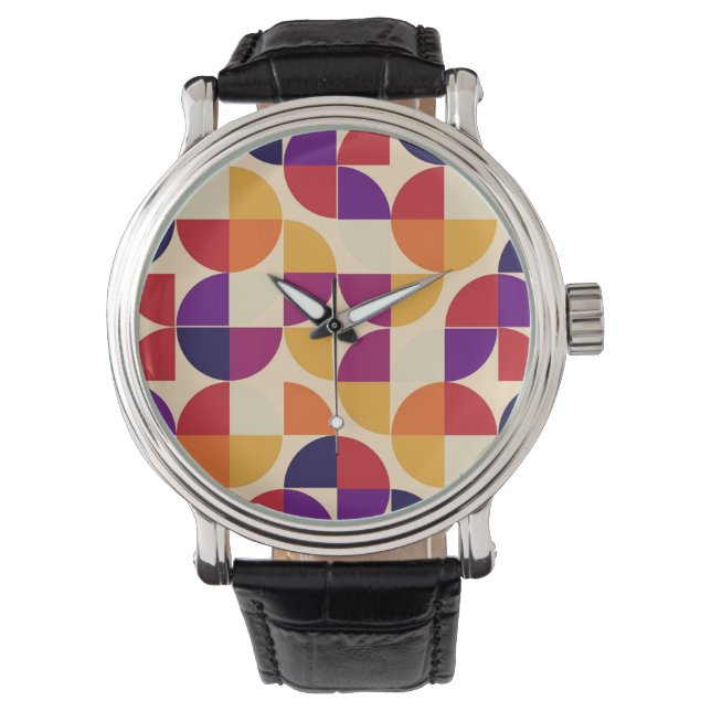 Modern Bauhaus Geometric Wrist Watch (Front)