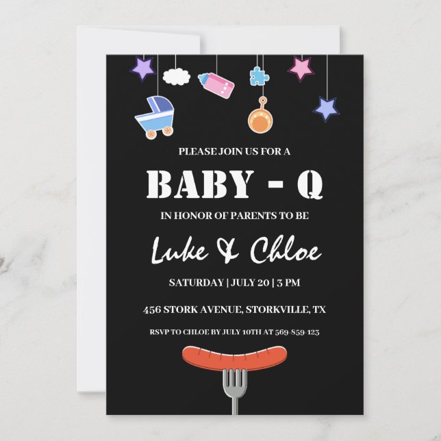 modern bbq baby shower invitations (Front)