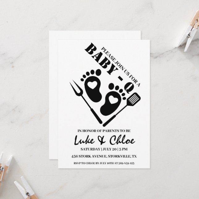 modern bbq baby shower invitations (Front/Back In Situ)