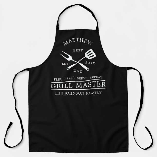 Modern BBQ Grill Master Fathers Day Gifts Apron (Front)