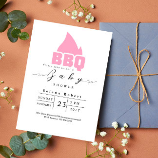 Modern BBQ picnic baby shower PINK Invitation