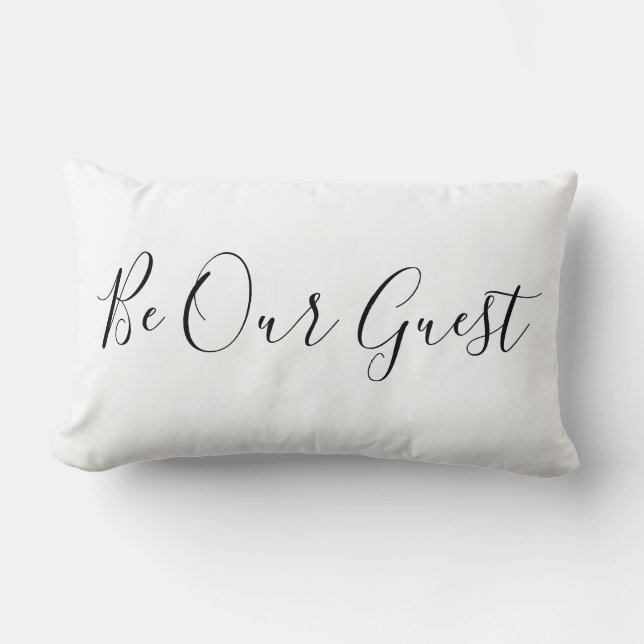 Modern Be Our Guest black and white guest room Lumbar Cushion (Front)