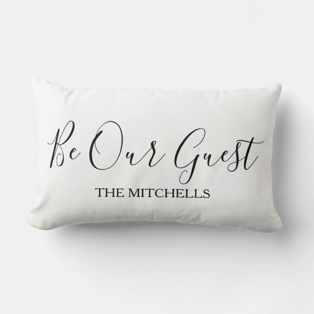 Modern Be Our Guest name template guest room Lumbar Cushion (Front)