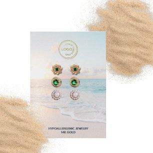 Modern Beach 3 Pairs of Stud Earring Display Business Card
