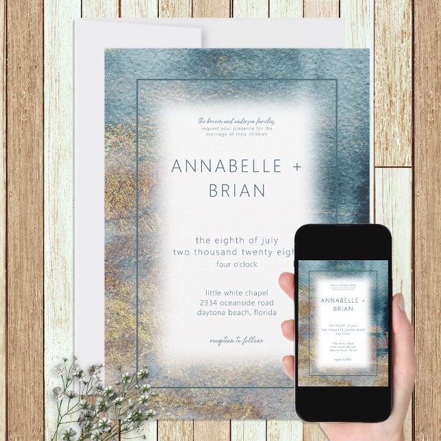 Modern Beach Abstract Wedding Invitation (Creator Uploaded)