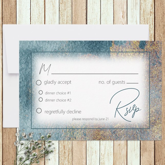 Modern Beach Abstract Wedding RSVP Card (Creator Uploaded)