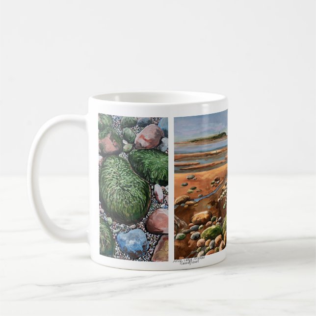 Modern Beach Art Browns /Tides Out/Seascape  Coffee Mug (Left)