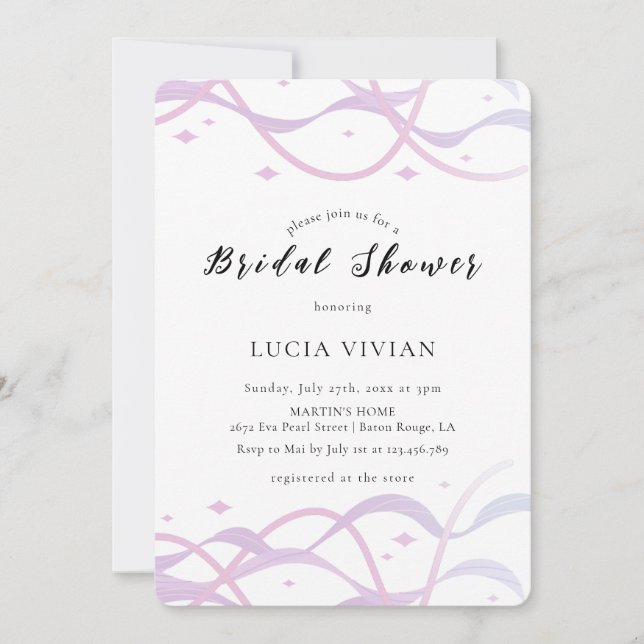 Modern Beach Blush Pink Bridal Shower Invitation (Front)