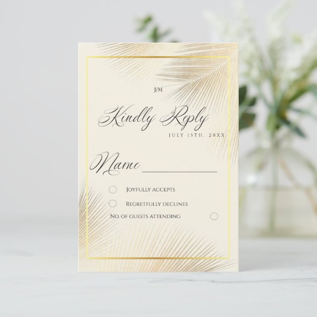 Modern Beach Coastal Frame Wedding   RSVP Card (Standing Front)