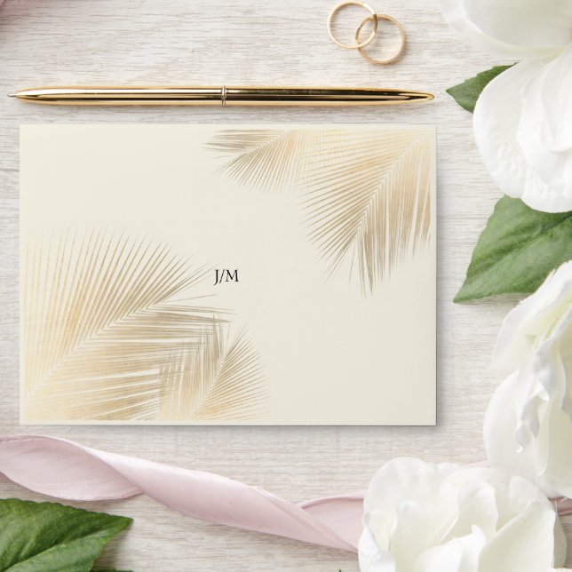 Modern Beach Coastal Palm Leafs Wedding   Envelope (Wedding)