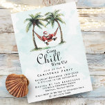 Modern Beach "Come Chill With Us" Christmas Party Invitation<br><div class="desc">A fun Christmas party invitation with Santa Claus relaxing on a hammock between two palm trees. Featuring the message "Come Chill With Us",  this modern holiday invite is perfect for Christmas on the beach or coastal Christmas get togethers!</div>