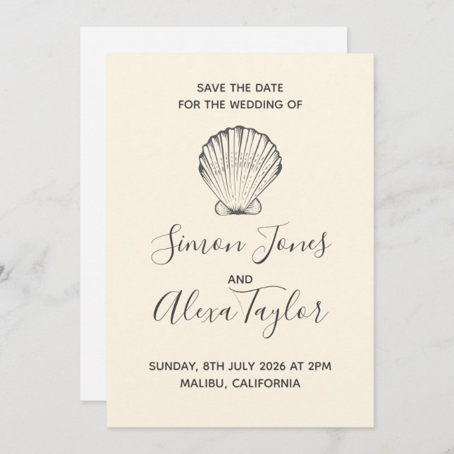 Modern Beach destination wedding save the date (Front/Back)