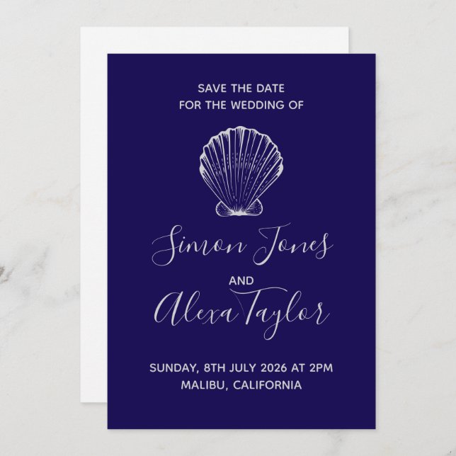 Modern Beach destination wedding save the date (Front/Back)