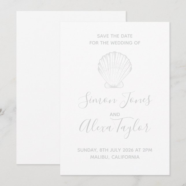 Modern Beach destination wedding save the date (Front/Back)