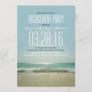 Modern beach engagement party invitations with sea