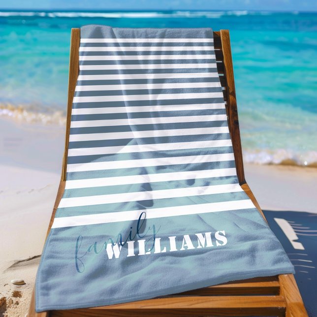 Modern Beach House Family Monogram Beach Towel (Creator Uploaded)