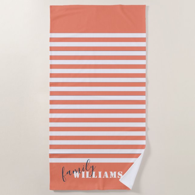 modern beach house family monogram towel (Front)