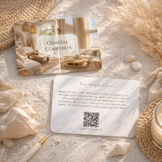 Modern Beach House Rental Property QR Code Business Card