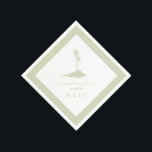 Modern Beach Island Wedding Napkins - Green<br><div class="desc">Paper napkins featuring an illustration of an island with two palm trees. Personalise the text.  Border,  text,  and illustration are light green.  Look for matching invitations and other coordinating items at Jill's Paperie.</div>