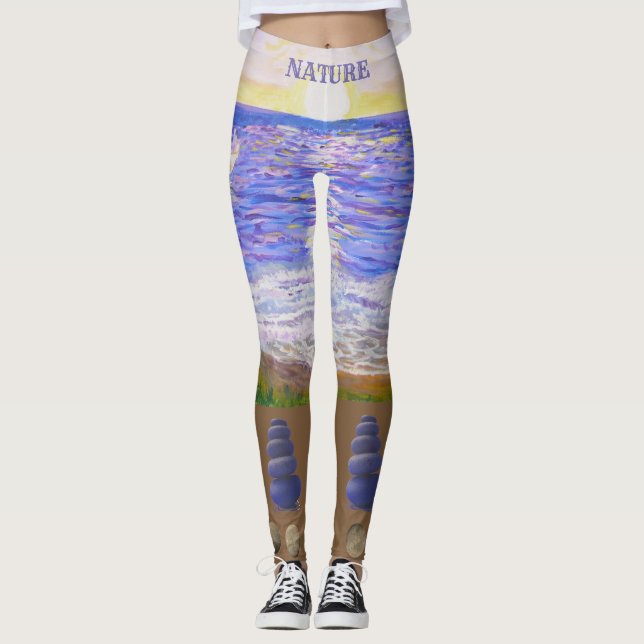 Modern Beach Landscape Leggings (Front)