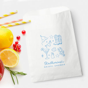 Modern Beach Life Blue Hand Drawn Bridal Shower Favour Bag