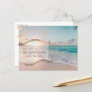Modern Beach Moving Home Announcement Postcard