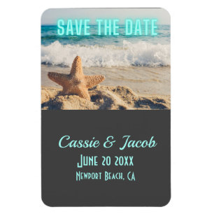 Modern Beach Scene Save the Date Vertical Magnet
