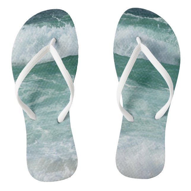 Modern Beach Sea Waves Seaside Template Adult Thongs (Footbed)