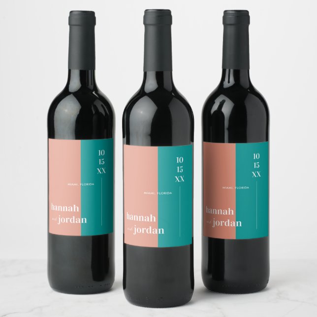 Modern Beach Seaside Dunes | Personalised Wedding Wine Label (Bottles)