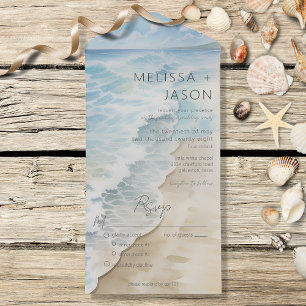 Modern Beach Shoreline Coastal Dinner All In One Invitation