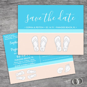 Modern Beach Simple Tropical Wedding Save the Date Announcement Postcard