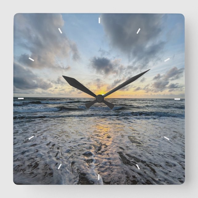 Modern Beach Sunset Wall Clock Home Decoration Art (Front)