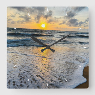 Modern Beach Sunset Wall Clock Home Decoration Art