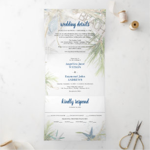 Modern Beach Theme Wedding Tri-Fold Invitation