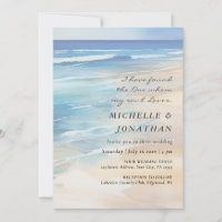 Modern Beach Watercolor Ocean Christian Wedding