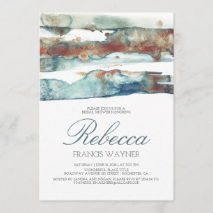 Modern Beach Watercolor Swash Bridal Shower Invitation