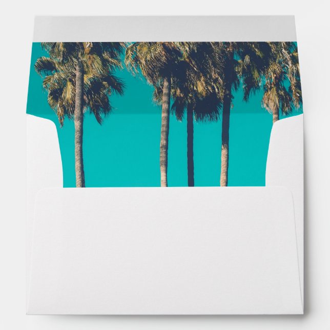 Modern Beach Wedding Envelopes // Blue Palms (Back (Bottom))