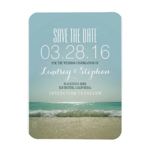 Modern Beach Wedding Save The Date Magnet