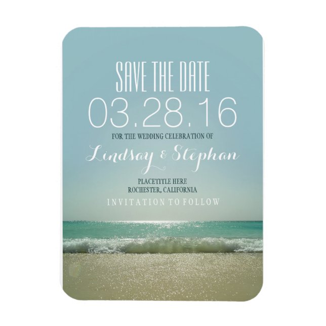 Modern Beach Wedding Save The Date Magnet (Vertical)