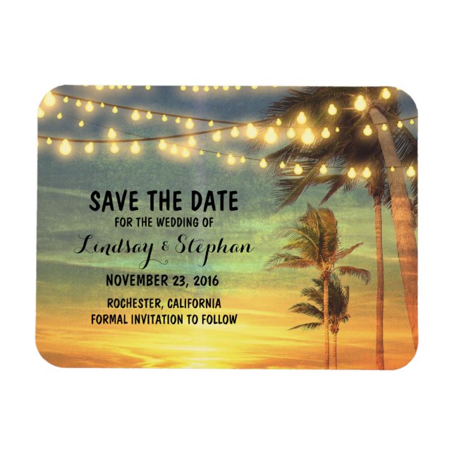 Modern Beach Wedding Save The Date Magnet (Horizontal)