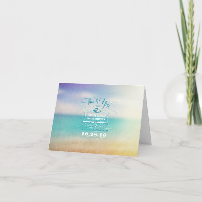Modern beach wedding thank you cards (Front)