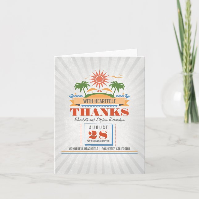 Modern Beach Wedding Thank You Cards (Front)