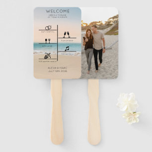 Modern Beach Wedding Timeline Photo Program  Hand Fan