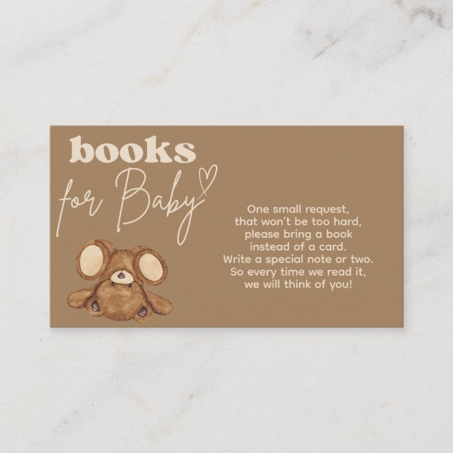 Modern Bearly Wait Baby Shower Books Request Enclosure Card (Front)