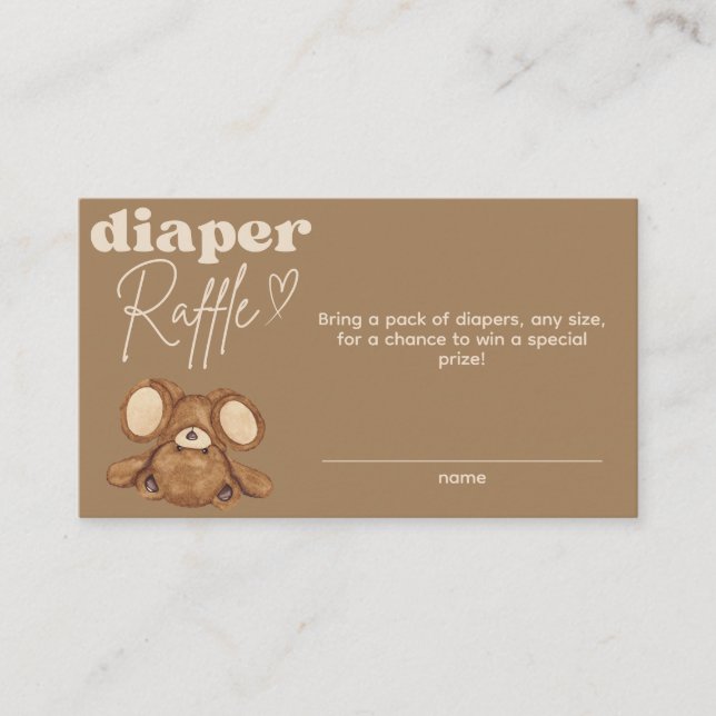 Modern Bearly Wait Baby Shower  Diaper Raffle Enclosure Card (Front)