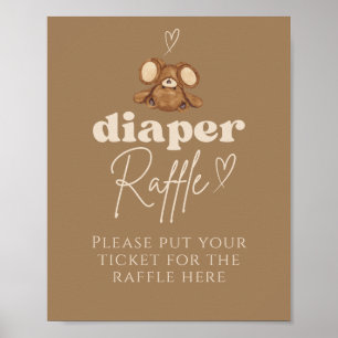 Modern Bearly Wait Baby Shower Diaper Raffle  Poster